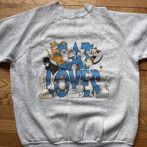 Vintage Cat Lover Crew Neck Sweater Large Made in USA